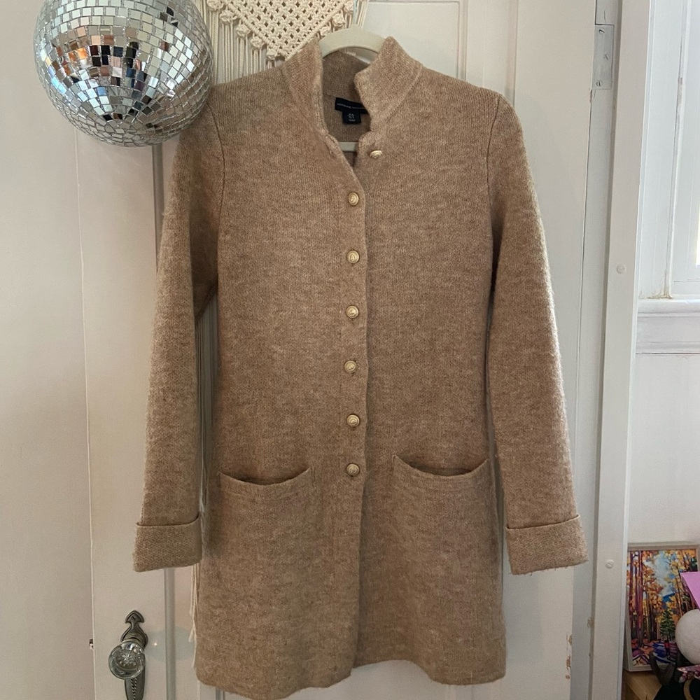 ❤️ SOLD ❤️ Adrienne Vittadini Tan & Gold Wool Duster Cardigan - Size S